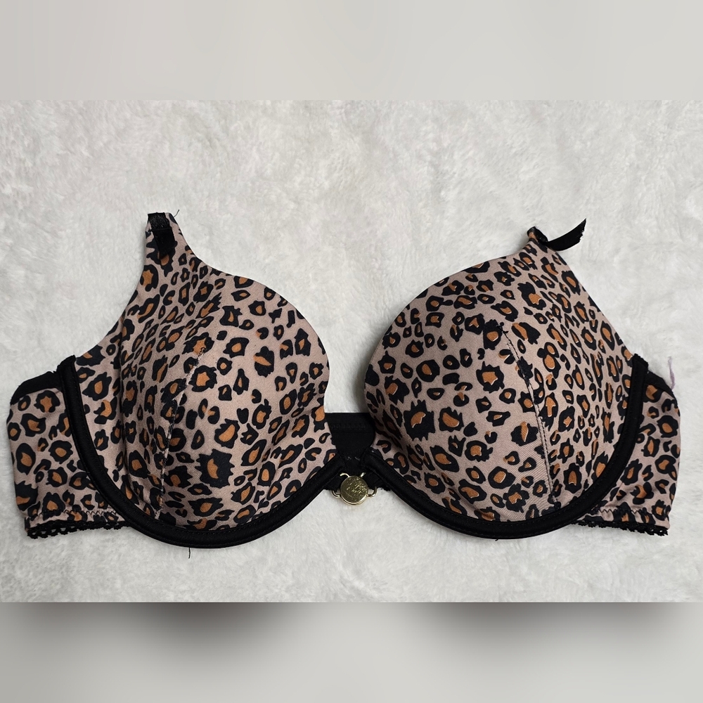 Native Intimates Bra Size 36B Leopard Strapless Bra Front Buckle Snap Under Top
